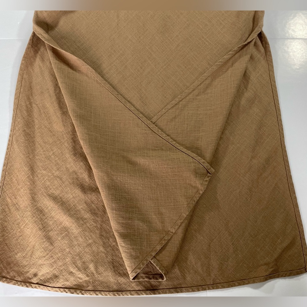 RW&CO Camel Linen Blend Maxi Skirt Side Slits Straight Fit with Drape - XS - Picture 4 of 10